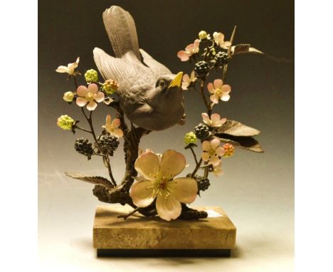 An Albany fine china bronze and porcelain model of a blackbird, by David Burnham Smith, 87/500, with signed certificate