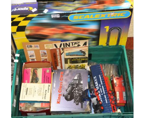 Toys, Juvenalia & Railwayania  - O.S. Nock books; cigarette cards; train set; Dinky fire truck; scalextrics etc