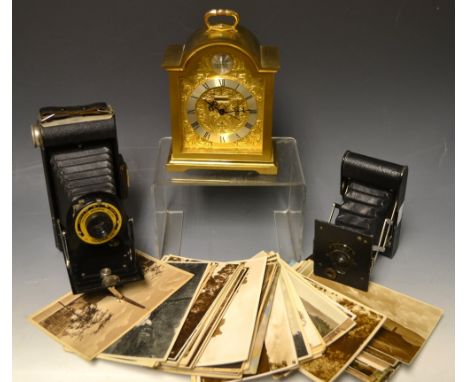 Postcards - topographical; cameras - Vest Pocket Kodak, folding Brownie; a Swiza carriage clock
