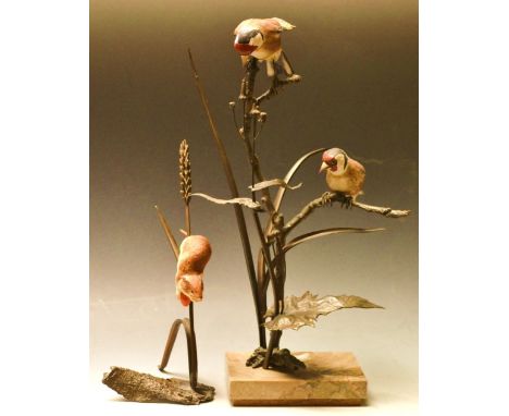 An Albany fine china bronze and porcelain model of a Goldfinch, by David Lovegrove, 129/500, with signed certificate; another