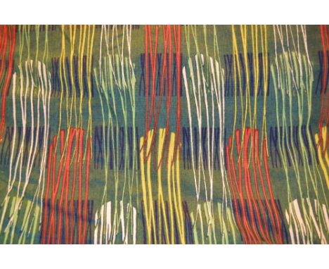 Textiles - a large piece of roller printed cotton for Heal's, by Willy Herrmann, Reeden pattern, designed 1957, 404cm x 408cm