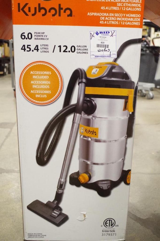 KUBOTA 12Gallon Vacuum Cleaner (Store Return, Open Box, Powered On)