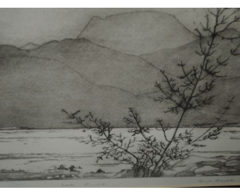 A Limited Edition etching after Janet Bewick, Loch Sunart, signed, 10'x13'