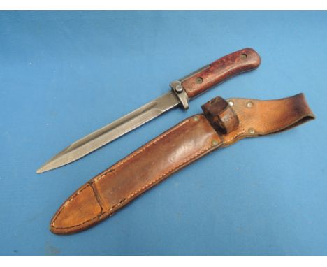 A Czechoslovakia 1960's VZ58 knife bayonet with leather scabbard