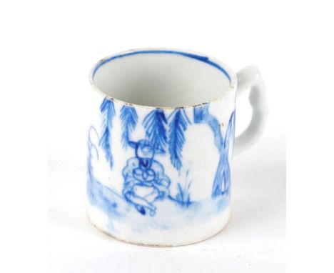 A BOW BLUE AND WHITE COFFEE CANCirca 1752-55
Painted with the `Cross-legged Chinaman' pattern, 5.5cm high.Provenance: with Si