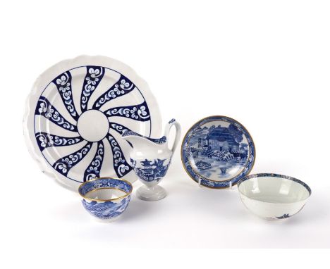 A SMALL GROUP OF ENGLISH PORCELAINSecond half 18th century
Comprising; a Chaffers, Liverpool small bowl, painted in underglaz