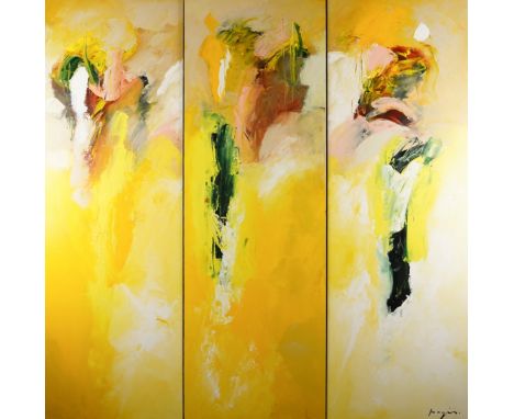 *** MAGIN (20TH/21ST CENTURY) (3)Untitled, Abstract in yellow, Triptych
one signed 'Magin' (lower right)
oil on canvas
each c