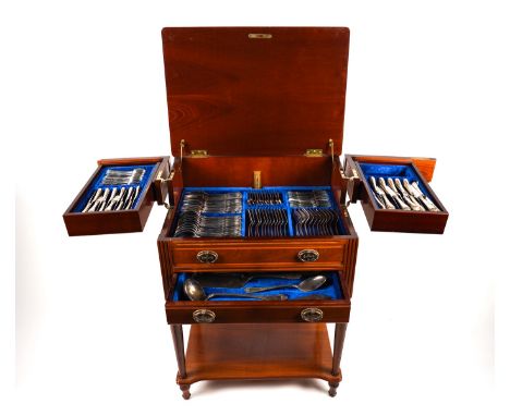 A EUROPEAN CANTEEN OF TABLE FLATWAREComprising; twelve tablespoons, twelve table forks, twelve fish knives, twelve fish forks
