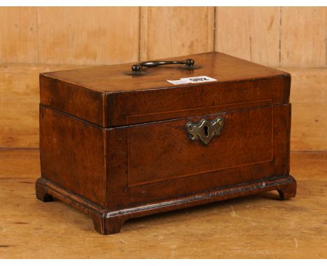 A 18TH CENTURY INLAID WALNUT RECTANGULAR TEA CADDYWith later interior 22cm wide; 15cm deep;  13cm high