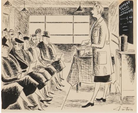 ANTONIA YEOMAN 'ANTON' (BRITISH, 1907-1970)"First cut your whale into dainty pieces"
signed 'Anton' (lower right)
pen and ink