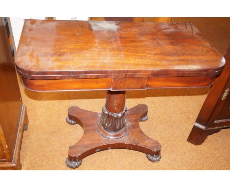 Victorian mahogany fold over card table 