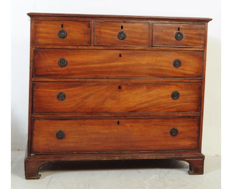 Late 18th century George III mahogany chest of drawers. Rectangular form with three short drawers over three full length draw