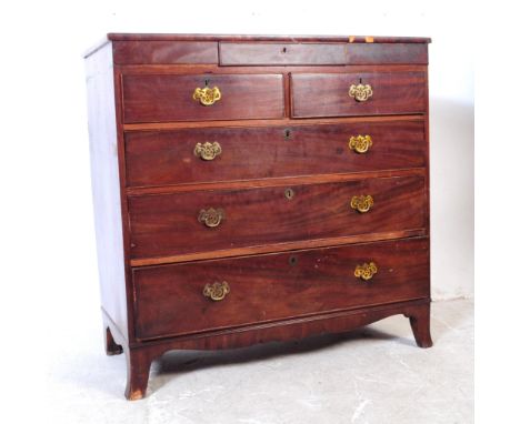 An late 18th century George III veneered mahogany chest of drawers. With single glove drawer to top, then two short drawers o