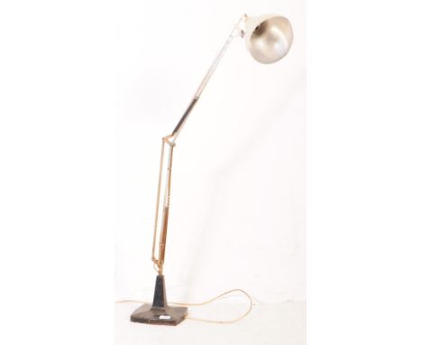 British Modern Design - A mid century Industrial anglepoise lamp. Large black weighted terraced base with anglepoise arm havi