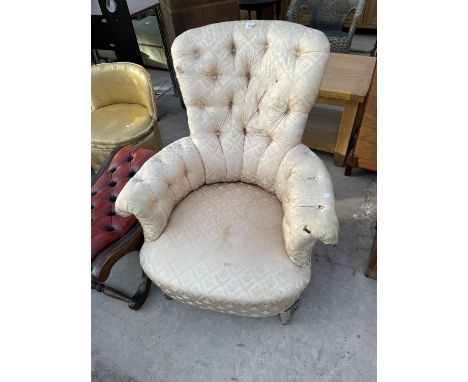 A VICTORIAN STYLE BUTTON BACK NURSING CHAIR 