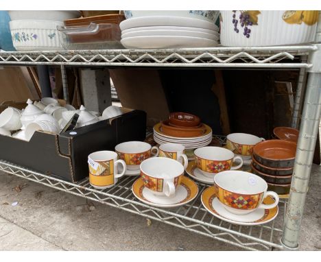 A LARGE ASSORTMENT OF CERAMIC WARE TO INCLUDE ROYAL DOULTON COFFEE CUPS ETC 