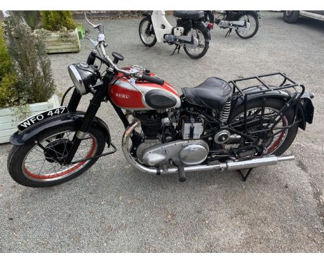 A 1946 ARIEL RED HUNTER. 350 CC. TWINPORT, TELERIGID, FULLY RESTORED WITH RECONDITIONED MAGNETO AND DYNAMO, STAINLESS STEEL S