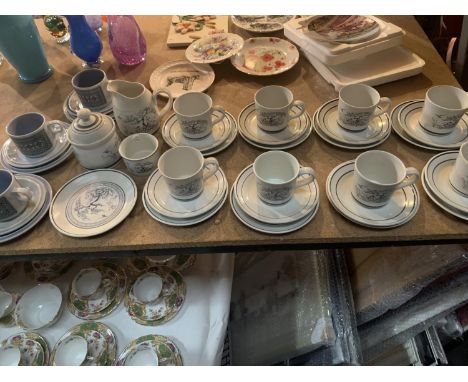 A COLLECTION OF ROYAL DOULTON LAMBETHWARE IN THE ASIAN DAWN DESIGN AND THREE HORNSEA TRIOS IN THE TAPESTRY DESIGN 