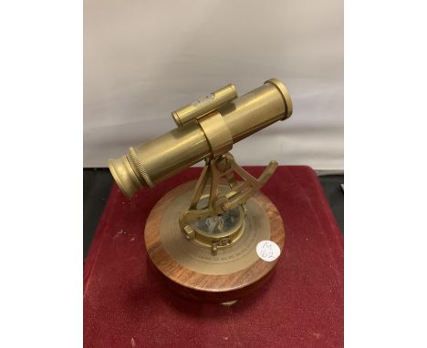 A ROYAL NAUTICAL BRASS ALIDADE WITH COMPASS AND TELESCOPE L:4.5 INCHES 