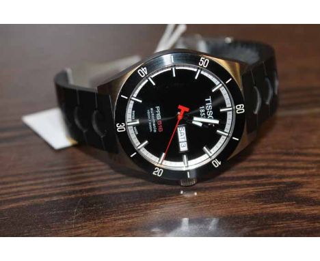 MEN'S TISSOT PRS 516 AUTOMATIC SKELETON BACK WATCH
the black dial with baton hour markers, signed automatic movement, skeleto