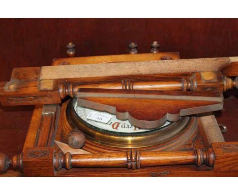 LATE VICTORIAN OAK WALL BAROMETER 