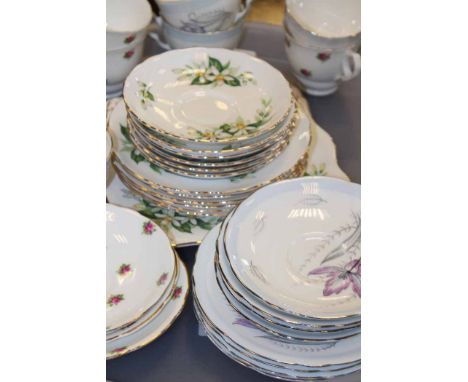 FLORAL TEA SET
including Tuscan 'Bridal Flower Orange Blossom, and Royal Stafford