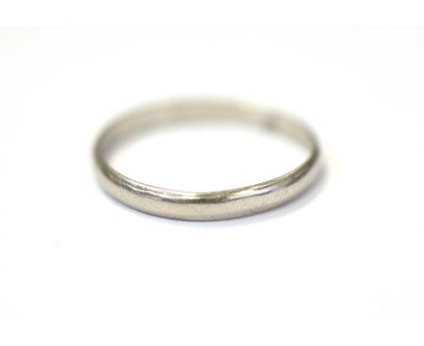 PLATINUM WEDDING BAND 2.4mm wide plain band, ring size P.  Stamped PLATINUM.  Weight 1.9 grams
