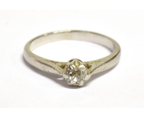 ESTATE DIAMOND &amp; PLATINUM RING Platinum (tested) solitaire, claw set old mine cut diamond, estimated in the setting 0.4 c