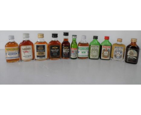 11 vintage miniature bottles of  Rum &amp; Martini etc (11) 