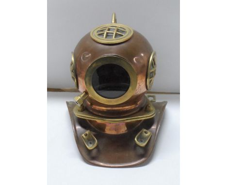 Vintage Copper &amp; Brass miniature divers helmet for Rolex, used in shops to advertise the Rolex submariner 