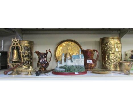 A mixed lot of brassware etc including Lenox Castles of the World model