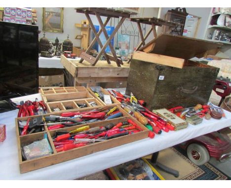 A tool box and tools
