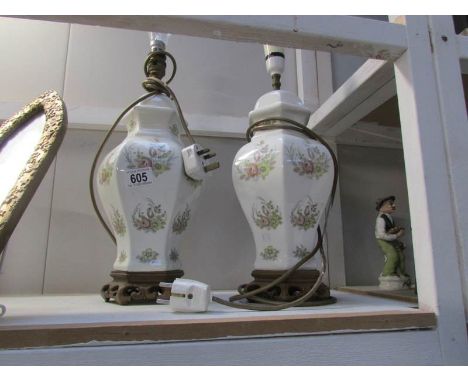 A pair of ceramic table lamps