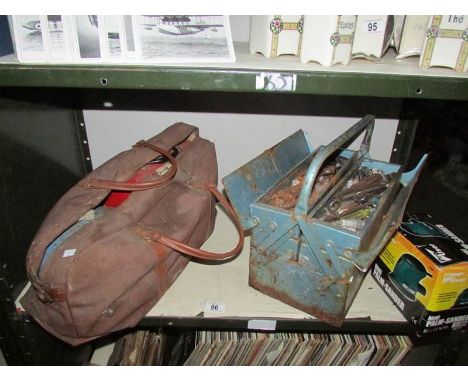 A shelf of tools etc