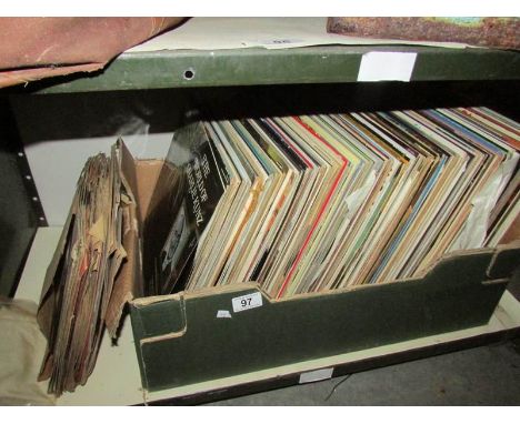 A shelf of LP and 78 rpm records