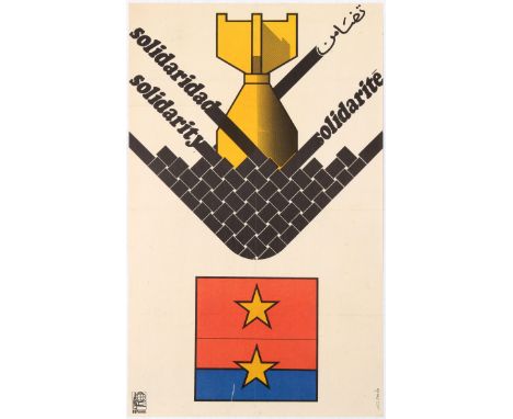 Original vintage Cuban propaganda poster Solidarity with North Vietnamese socialists published by the Organisation of Solidar