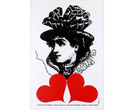 Original vintage movie poster for the Cuban release of Italian/Spanish movie Drama of Jealousy (Celos Estilo Italiano) direct