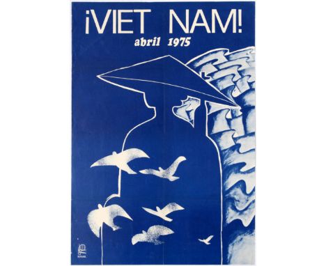 Original vintage Cuban propaganda poster VietNam, Abril 1975 published by the Organisation of Solidarity with the People of A