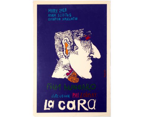 Original vintage movie poster for Cuban release of Hungarian movie Face (La Cara) directed by Pal Zolnay starring  Mark Zala,