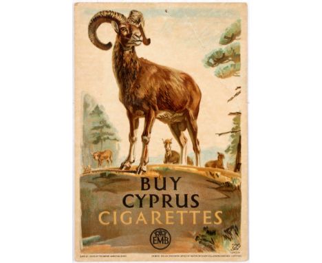 Original vintage advertising double-sided poster card Buy Cyprus Cigarettes. This card is one of a series being issued to ret