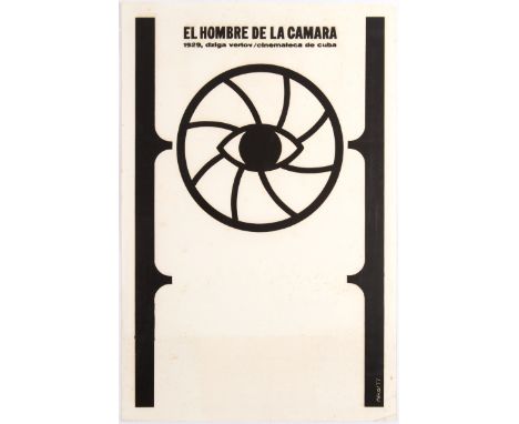 Original vintage movie poster for El Hombe De La Camara - Cuban release of Soviet documentary Man with a Movie Camera (El Hom