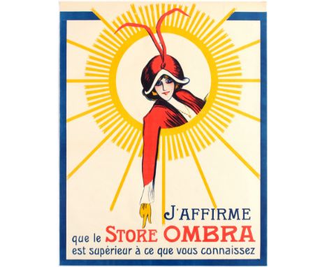 Original vintage Art Deco advertising poster Store Ombra .I confirm that Store Ombra is better than anything you know (J'affi