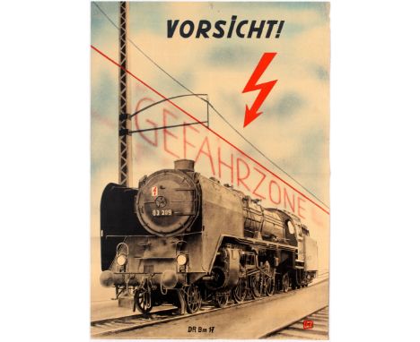 Original vintage German propaganda poster Attention! Danger Area (Vorsicht! Gefahrzone). Good condition, small paper loss on 