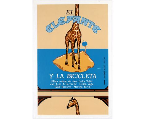 Original vintage movie poster for the Cuban comedy drama El elefante y la bicicleta directed by Juan Carlos Tabio starring Lu