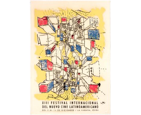 Original vintage advertising Cuban poster for  XIII International Festival of New Latin American Cinema (XIII Festival Intern