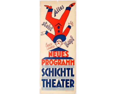Original vintage advertising poster New Programme Schichtl Theater (Neues Programm Schichtl Theater). Good condition, small t