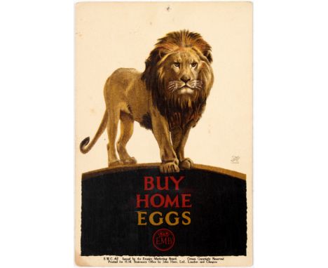 Original vintage advertising double-sided poster card Buy Home Eggs. This card is one of a series being issued to retail groc