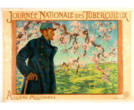 Original vintage propaganda poster National Military Tuberculosis Day (Journée Nationale des Tuberculeux anciens militaires).