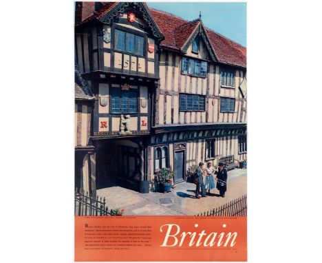 Original vintage travel poster used to encourage people to visit England and featuring images of English vacation destination