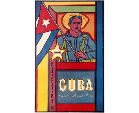 Original vintage Cuban propaganda poster Cuba 1968 July 26 published by the Organisation of Solidarity with the People of Asi